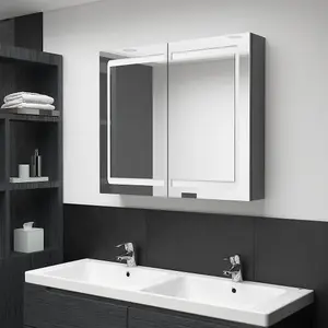 Berkfield LED Bathroom Mirror Cabinet Grey 80x12x68 cm