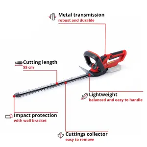 Einhell 55cm Power X-Change Cordless Hedge Trimmer 22" 18V Laser Cut Steel With Wall Mount - GE-CH 1855/1 Li Solo - Body Only