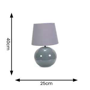 ValueLights Bosco Eucalyptus Ceramic Table Lamp with Grey Tapered Shade - LED Bulb Included