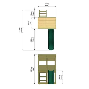 Rebo Children's Wooden Lookout Tower Playhouse with 6ft Slide