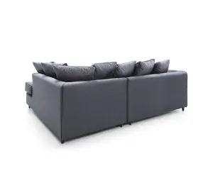 Chicago Velvet Right Facing Corner Sofa in Dark Grey