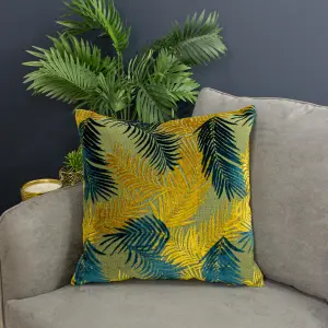 Paoletti Palm Grove Velvet Jacquard Feather Rich Cushion