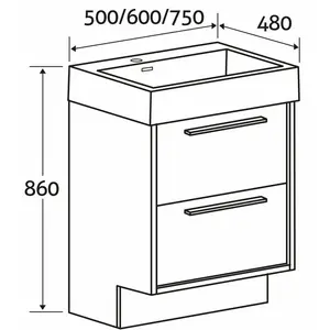 Walker 750mm Single Bathroom Vanity with Integrated Resin Basin Light Sawn Oak