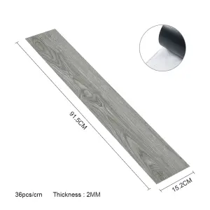 Set of 36 Self Adhesive Peel and Stick Wood Grain PVC Flooring Vinyl Plank Waterproof Covering 5m²