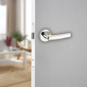 URBNLIVING 107mm Length 12 Pcs Devon Metal & Polished Nickel Rose Lever Latch Door Handles Set