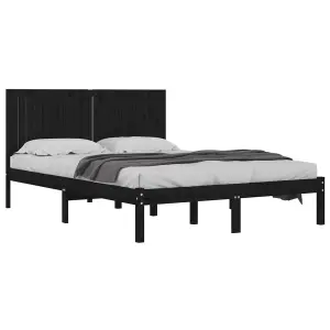 Berkfield Bed Frame Black Solid Wood Pine 200x200 cm