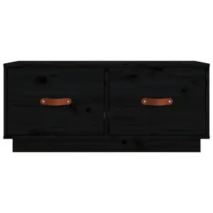 Berkfield TV Cabinet Black 80x34x35 cm Solid Wood Pine