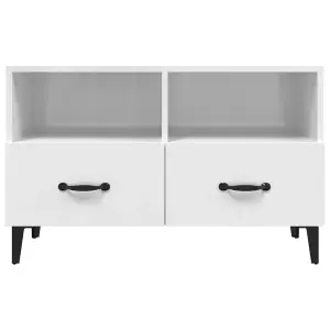 Berkfield TV Cabinet High Gloss White 80x36x50 cm Engineered Wood