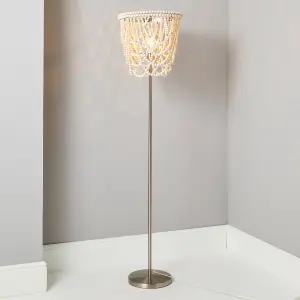 Litecraft Pilli Natural 1 Light Beaded Floor Lamp