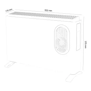 GoodHome 2000W White Convector heater With timer function