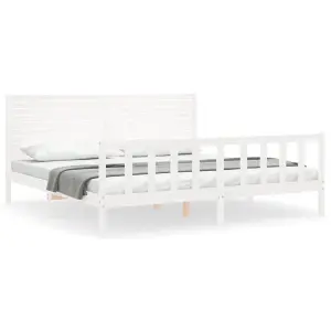 Berkfield Bed Frame with Headboard White 200x200 cm Solid Wood