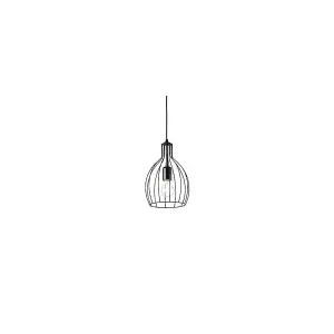 Luminosa Ampolla 1 Light Ceiling Pendant Matt Black Cage Style, E27