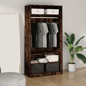 Wardrobe Smoked Oak 100x50x200 cm Engineered Wood