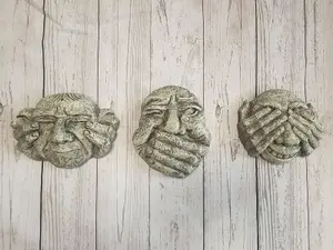 3pc Garden Gargoyle Ornaments Hear Speak See No Evil