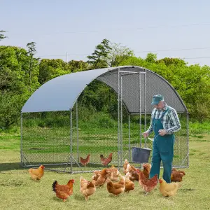 Costway 1.9 x 2.8 M Large Metal Chicken Coop Walk-in Poultry Cage W/ Waterproof Sun-protective Cover