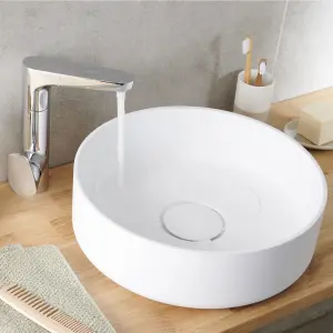 GoodHome Apanas Matt White Round Counter top Basin (W)38cm