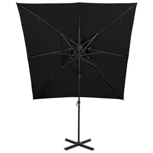 Berkfield Cantilever Umbrella with Double Top 250x250 cm Black