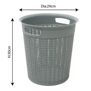 JVL Knit Design Loop Plastic Round Bin, One Size, Grey