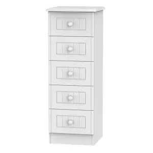 Warwick Ready assembled High gloss white 5 Drawer Chest of drawers (H)1075mm (W)395mm (D)415mm