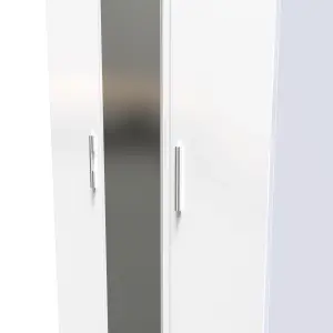 Harrow Triple Mirror Wardrobe in White Gloss (Ready Assembled)