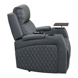 Electric Reclining Chair & Cinema Seat with USB Ports in Grey Leather Aire - Venice Series One