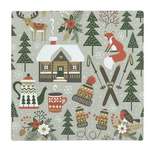 Purely Home Christmas Large Square Glass Worktop Protector - Festive Seasonal Homewares Gift