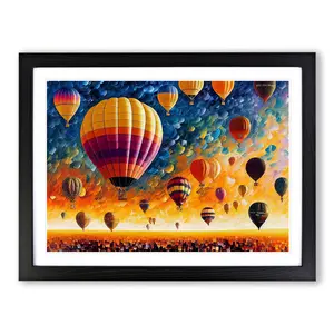 XH1022-6633X Hot Air Balloons Vol.3 Abstract - Single Picture Frame Painting Black / 25cm H x 34cm W x 2cm D