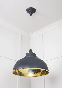 Hammered Brass Harborne Pendant in Slate