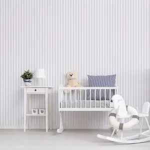 Galerie Just 4 Kids 2 Grey Regency Stripe Smooth Wallpaper