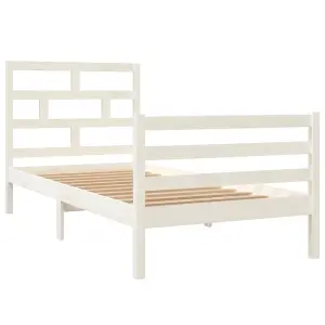 Berkfield Bed Frame White Solid Wood Pine 90x200 cm