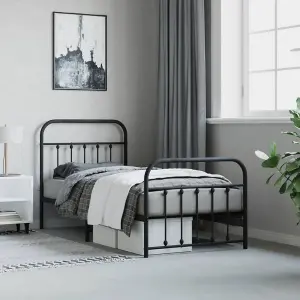 Berkfield Metal Bed Frame with Headboard and Footboard Black 90x190 cm