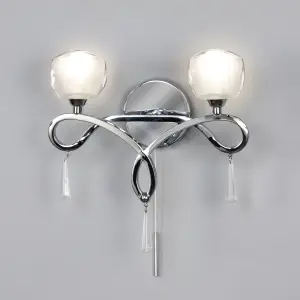 Litecraft Marta Chrome 2 Arm Glass Wall Light