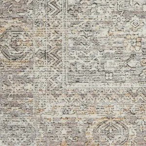 Cream Grey Luxurious Traditional Bordered Floral Rug Easy to clean Living Room and Bedroom-244cm X 305cm