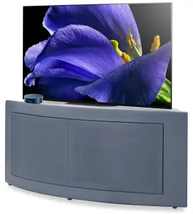 Centurion Supports PANGEA Grey Curved Tru-Corner Beam-Thru Doors up to 50" TV Cabinet