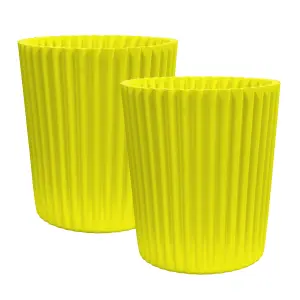 simpa 2PC XL Yellow Wave Plastic Planters.