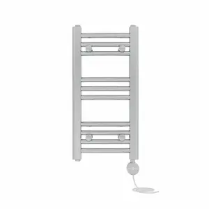 Right Radiators Prefilled Thermostatic Electric Heated Towel Rail Curved Ladder Warmer Rads - Chrome 600x300 mm