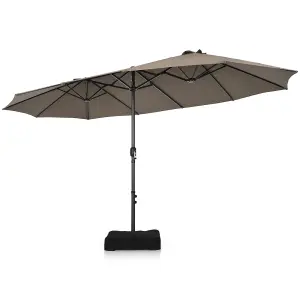 Costway 460 x 270 cm Outdoor Double Sided Umbrella Twin Size Patio Parasol w/ Metal Base