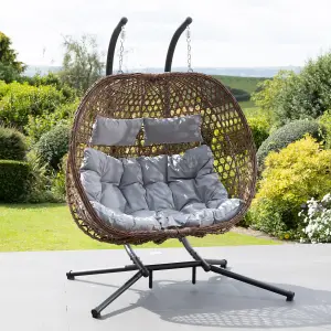 Garton Swinging Double Garden Seat - Light Grey