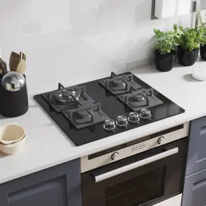 GoodHome Linksense GH60GASLK 59cm Gas Hob - Black