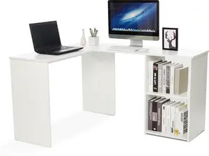 Upsilon L-Shape Computer Desk Zipcode Design Colour: White