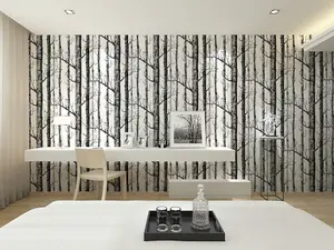 3D Forest Effect Non Woven Patterned Wallpaper Roll Non Self Adhesive Wall Covering 5.3m²