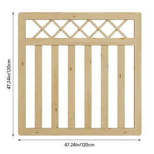 Wood Colour Outdoor Cross Top Wooden Garden Gate Pedestrian Fence Yard Door with Accessory Kit,120cm x 120cm