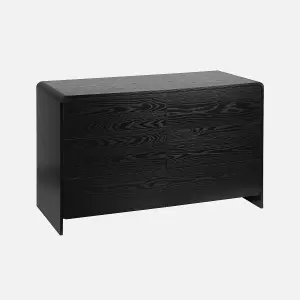 sweeek. 6-drawer rounded wood-effect chest Milo Black 120x50x75 cm