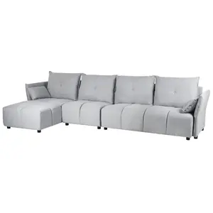 Corner Sofa TOMRA Light Grey Fabric Right Hand