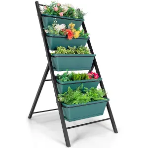 Costway 5-Tier Vertical Raised Garden Bed Freestanding Garden Planter with 5 Container Boxes