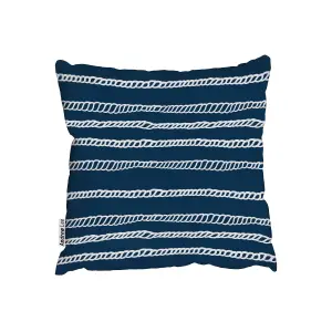 Illustration with Rope ornament, navy blue marine textured backdrop. (Outdoor Cushion) / 60cm x 60cm