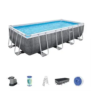 Bestway 18ft x 9ft x 48in Power Steel Rectangle Pool Set