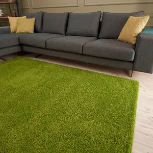 Myshaggy Collection Living Room Rugs Solid Design  Green