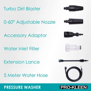 Pro-Kleen Pressure Washer Jet Power Wash High Performance Cleaner For Patio and Car 1400W