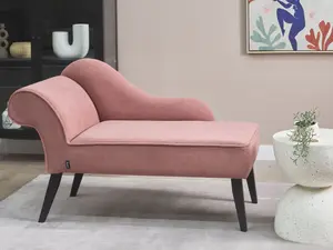 Left Hand Fabric Chaise Lounge Pink BIARRITZ